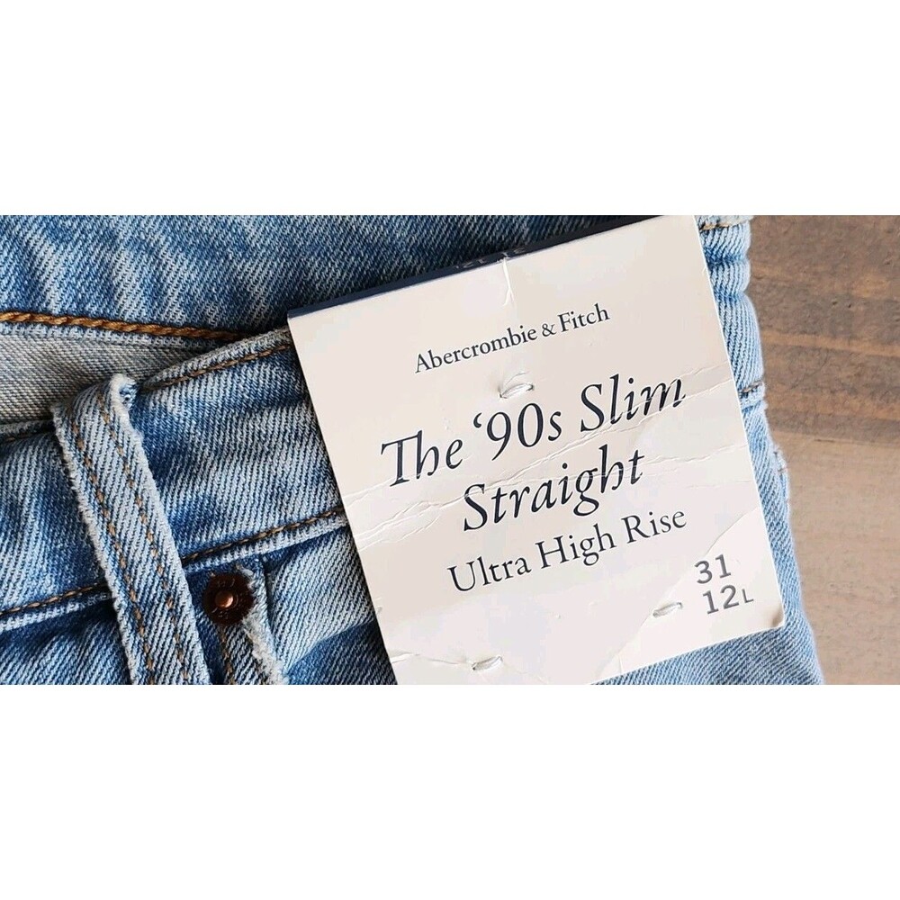 Abercrombie & F NWT The 90s Straight Ultra High Rise Jeans Sz 31/12R MSRP $100 - Picture 5 of 12